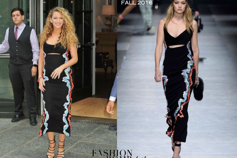 Hot! or Hmm… Blake Lively’s New York City Versace Fall 2016 Cutout Multicolor Paillette Midi Dress