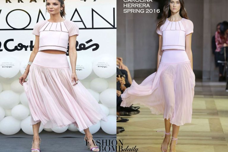 Hot! or Hmm… Eugenia Silva’s Serrano 47 Women Presentation Carolina Herrera Spring 2016 Pink Sheer Sleeve Crop Top and Pink Sheer Bottom Skirt