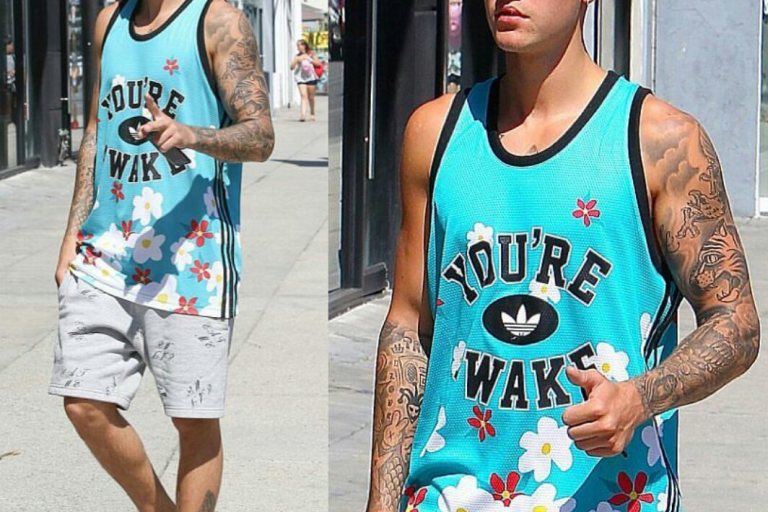 Steal: Justin Bieber’s Instagram Pharrell Williams x Adidas Originals “You’re Awake” Daisy Tank Top