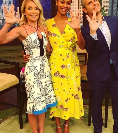 Splurge: Zoe Saldana’s Live with Kelly A. L. C. Yellow Stephanie Floral-print Silk-crepe Wrap Dress