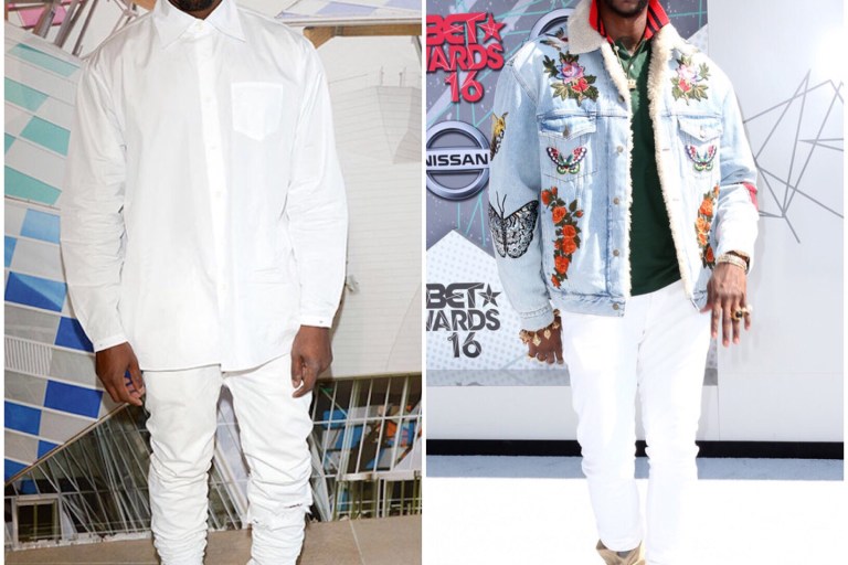 Who Wore It Better? Kanye West vs. 2 Chainz in Yeezy Season 2 Taupe Crepe Ankle High Suede Lace Up Boots