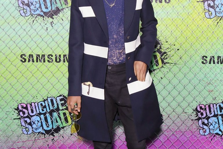 Hot! Or Hmm…: Jaden Smith’s <em> Suicide Squad </em> New York City Premiere Louis Vuitton Pre-Fall 2016 Navy and White Leather Stripe Coat