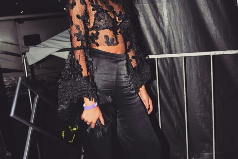 Splurge: Chanel Iman’s Bacardi and The Dean Collection ‘No Commission’ Art Event Alice McCall Fall 2016 Sheer ‘California Sun’ Top and Emm Kuo ‘Majorelle’ Fox Fur Pouch in Black