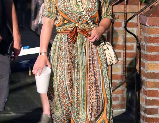 Splurge: Hilary Duff’s <em>Younger</em> Set Valentino Ribbon Print Cotton Muslin Shirt, Skirt, and Chloé Suede Tassel Sandals