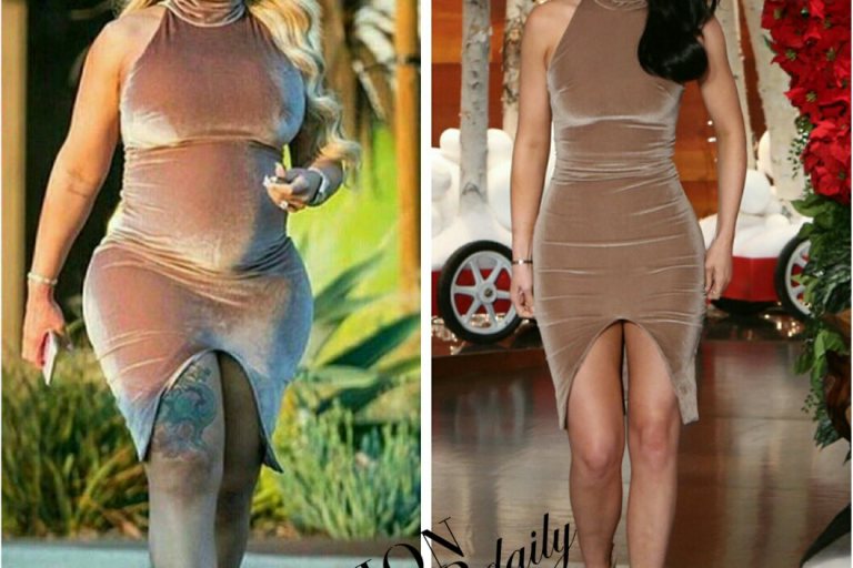 Who Wore It Better? Blac Chyna vs Kylie Jenner in House of CB’s Santina Champagne Velvet Thigh Split Dress