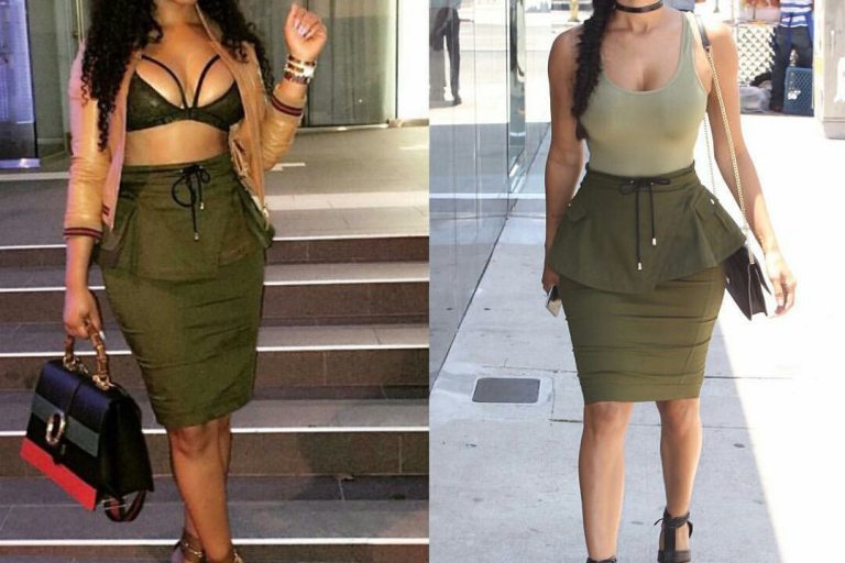Who Wore It Better? Malaysia Pargo vs Draya Michele in House of CB’s ‘Martella’ Khaki Canvas Peplum Skirt