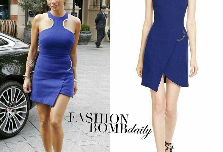 Splurge: Nicole Scherzinger’s Global Studios David Koma Blue Wool Dress with Cut-out Detail