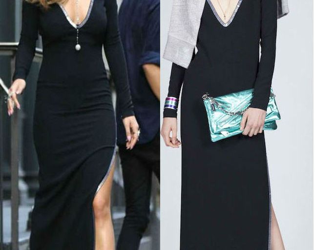 Hot! or Hmm… Rita Ora’s New York City Dsquared2 Resort 2017 Black Sequin Trim Slit Gown