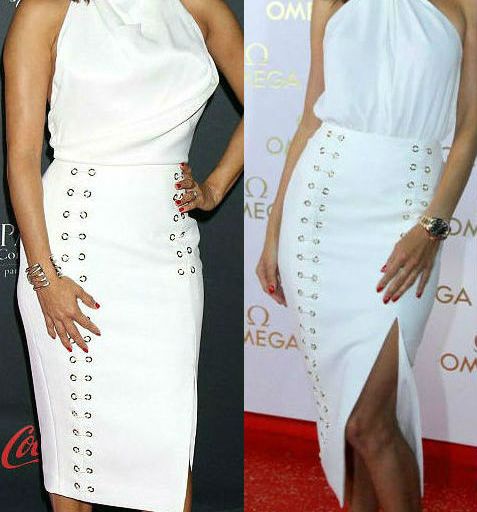 Who Wore It Better? Eva Longoria vs. Alessandra Ambrosio in Misha Collection’s Astrid Milk Skirt