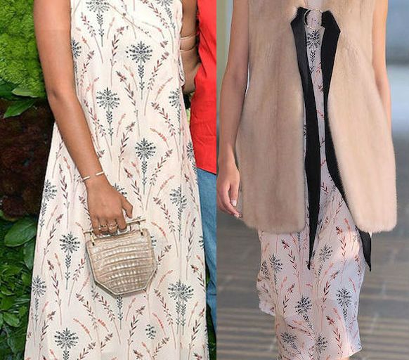 Get the Look: Yara Shahidi’s Creatures of the Wind x Just One Eye Dinner Creatures of the Wind Resort 2017 Printed Dress and M2MALLETIER Mini Amor Fati Croc Bag