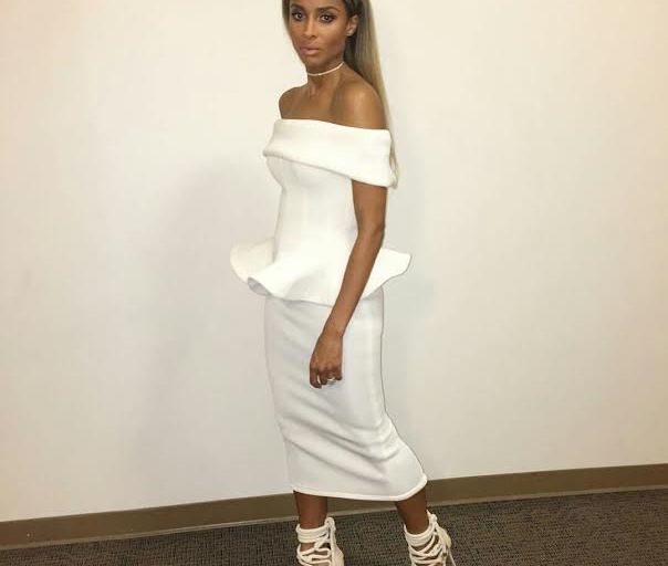Splurge: Ciara’s Miss America 2016 Pageant Julea Domani Ivory Peplum Top, High Waisted Pencil Skirt and Monika Chiang ‘Carla’ Lace-Up Rope Gladiator Sandals