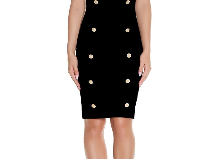 Bomb Product of the Day: Just Enaj’s Milan Gold Button Black Bodycon Dress