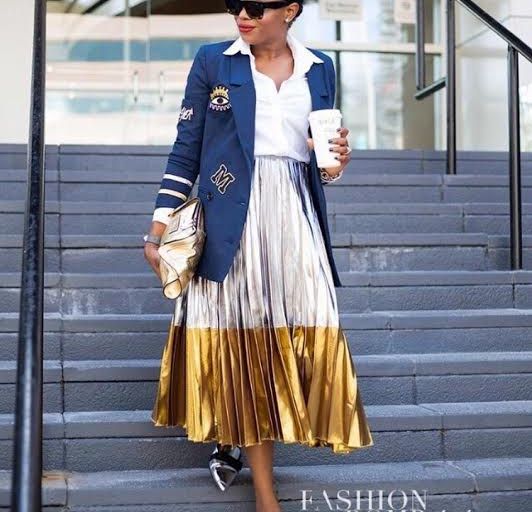 Bomb Product of the Day: ASOS Pleated Midi Skirt in Metallic with Contrast Hem