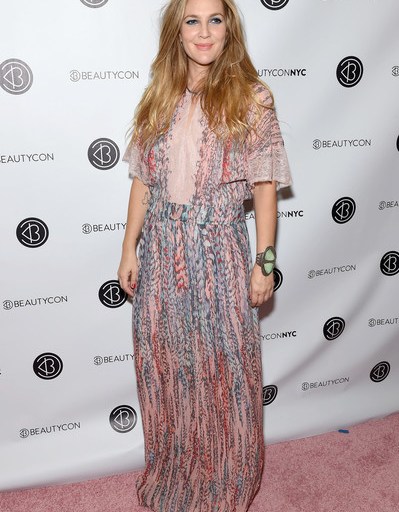Splurge: Drew Barrymore’s 3rd Annual Beautycon NYC BCBGMAXAZRIA Christelle Printed Bell-Sleeve Gown