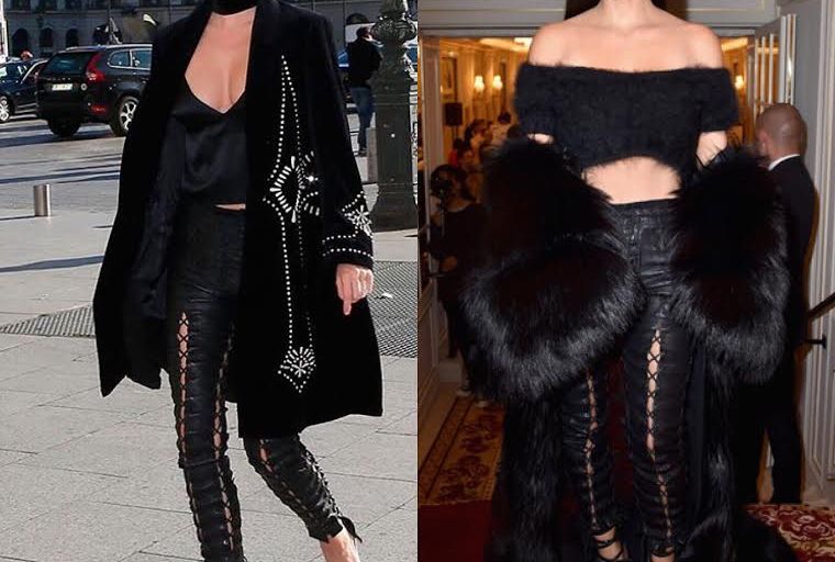 Who Wore it Better? Miranda Kerr vs Kim Kardashian in Unravel’s Lace Up Leather Pants