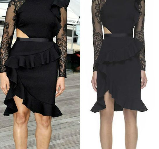 Hot! or Hmm… Freida Pinto’s <em>Guerilla</em> Mipcom 2016 Photocall Self Portrait Resort 2017 Black Lace Cutout Ruffle Dress