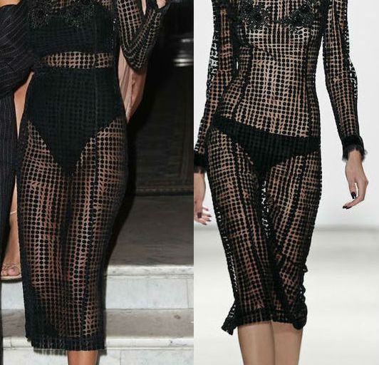 Hot! or Hmm… Kourtney Kardashian’s Le Costes Restaurant Georgine Fall 2016 Black Sheer High Neck Dress