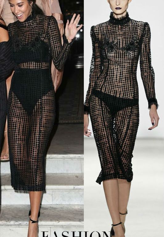 Hot! or Hmm… Kourtney Kardashian’s Le Costes Restaurant Georgine Fall 2016 Black Sheer High Neck Dress