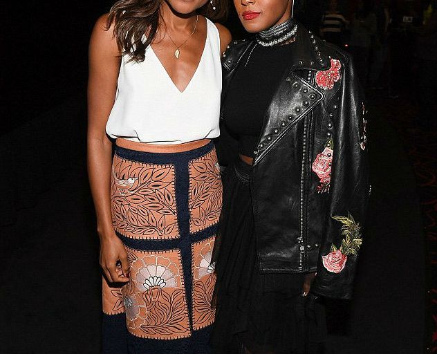 Splurge: Naomie Harris’s <em>Moonlight</em> Atlanta Screening $419 Disaya Floral Embroidered Suede Midi Skirt and Janelle Monae’s $1,300 LPA 58 Studded Floral Embroidered Leather Jacket