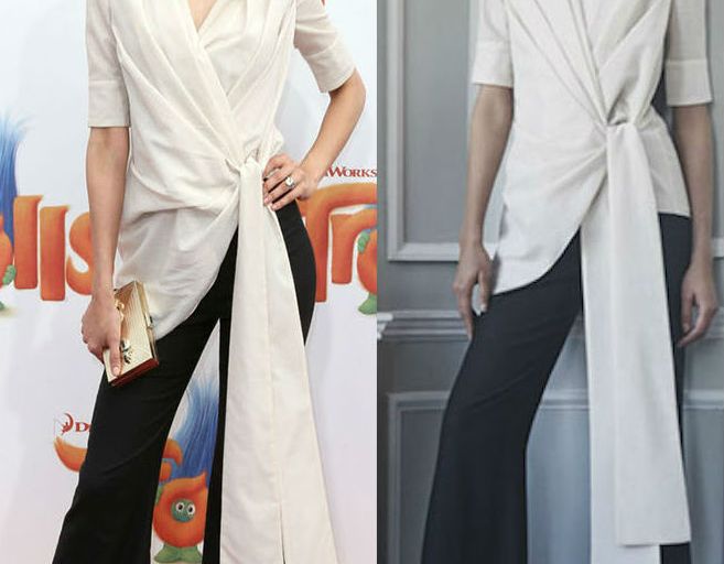 Hot! or Hmm… Neha Kapur’s <em>Trolls</em> Westwood Premiere Hensely Fall 2016 White Knot Sash Blouse and Black Flare Trousers