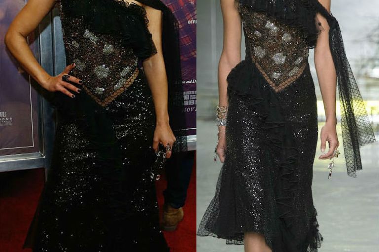 Hot! or Hmm… Ruth Negga’s <em>Loving</em> New York City Premiere Rodarte Spring 2017 Black Off the Shoulder Embellished Mesh Ruffle Dress