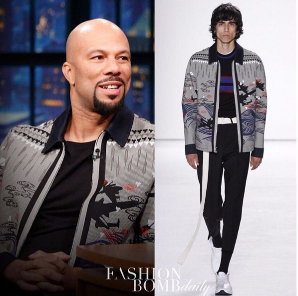Men’s Fashion Flash: Common’s Seth Meyers Show Tim Coppens Spring 2017 Laser Cut Multicolored Jacket