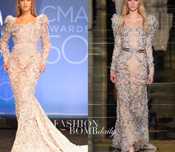 Hot! or Hmm… Beyoncé’s 50th CMA Awards Zuhair Murad Couture Spring 2016 Floral Embroidered Gown + J’Aton Couture “Daddy Lessons” Performance Gown With the Dixie Chicks