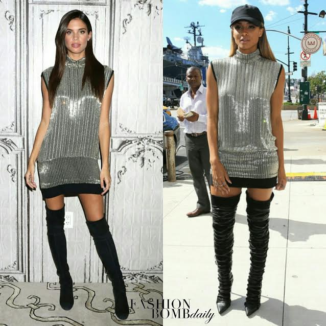 Who Wore It Better? Sara Sampaio vs. Ciara in Haney’s Sleeveless Silver Sweater Dress