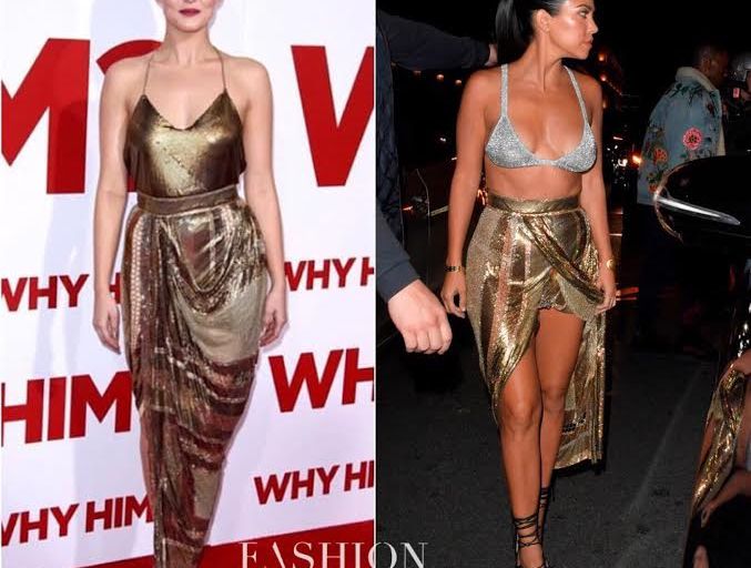 Who Wore it Better? Zoey Deutch vs Kourtney Kardashian in Balmain’s Spring 2017 RTW Sequin Draped Skirt