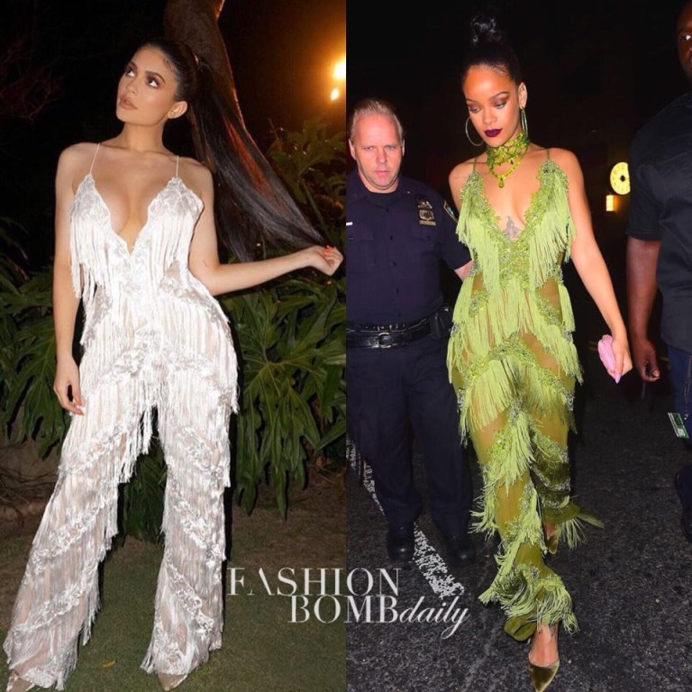 Who Wore it Better? Rihanna vs. Kylie Jenner in The Dolls House Fashion Fringed Cami Jumpsuit