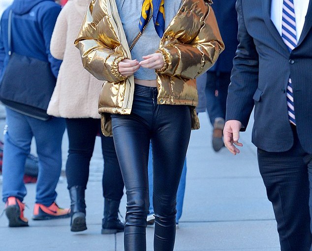 Splurge: Kendall Jenner’s NYC Ports 1961 Metallic Nylon Quilted Down Jacket