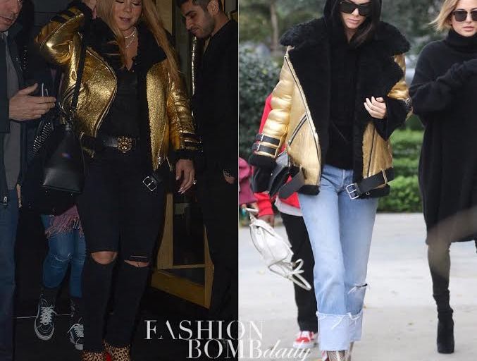Who Wore it Better? Mariah Carey vs Kendall Jenner in Acne Studios Velocite Metallic Jacket