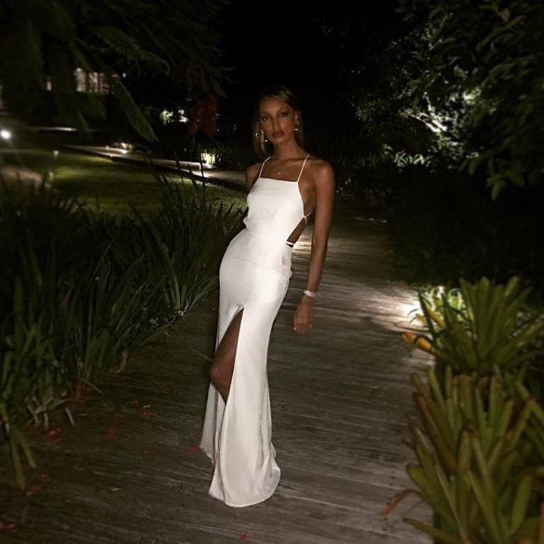Splurge: Jasmine Tookes’s Instagram $515 Stone Cold Fox White Moss Gown
