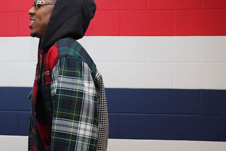 Men’s Fashion Flash:  Nick Young’s Post Game Alexander Wang Mixed Check Plaid Hoodie