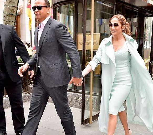 Get the Look: Jennifer Lopez’s New York City $169 AQ/AQ Mint Trench and $971 Roland Mouret Sheath Dress