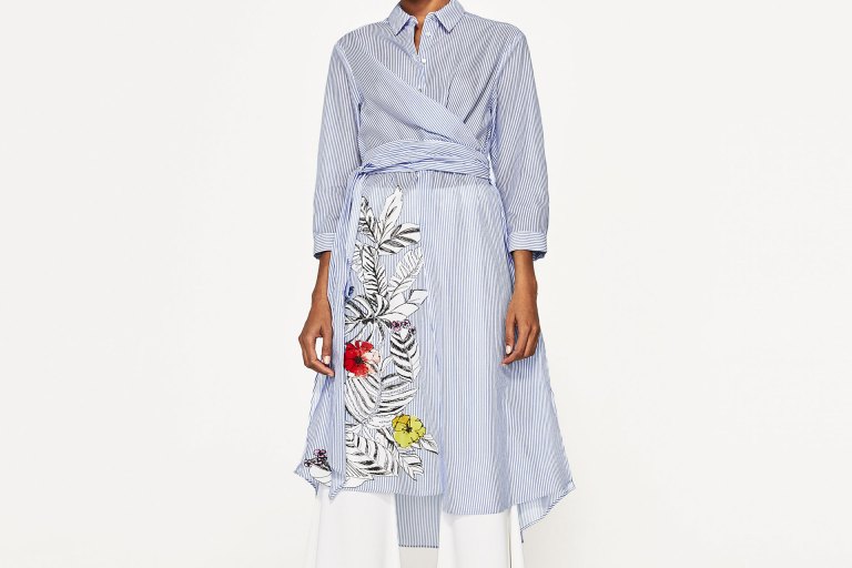 Bomb Product of the Day: Zara’s Striped Floral Embroidered Tunic