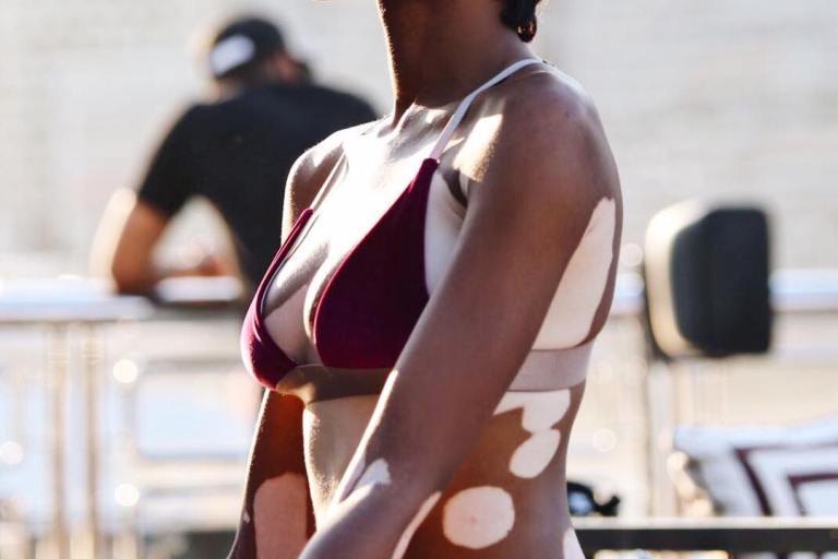 Splurge: Winnie Harlow’s Instagram Jyork The Label Wild Rose Velvet $91 Marlo Top and $88 Bottom