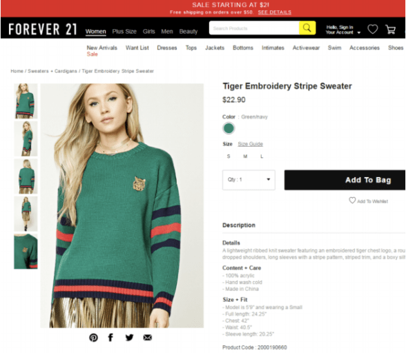 Forever 21 Sues Gucci Over Their Stripes