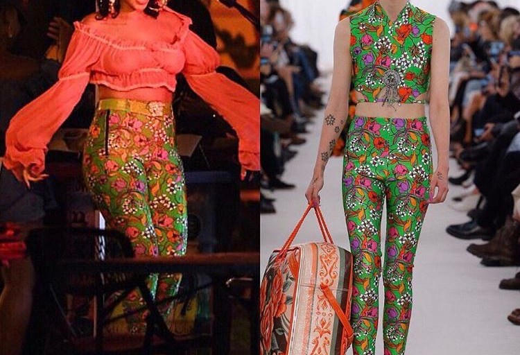 Hot! Or Hmm…Rihanna’s Balenciaga Video Shoot Off-The-Shoulder Crop Top and Flower Print Pants