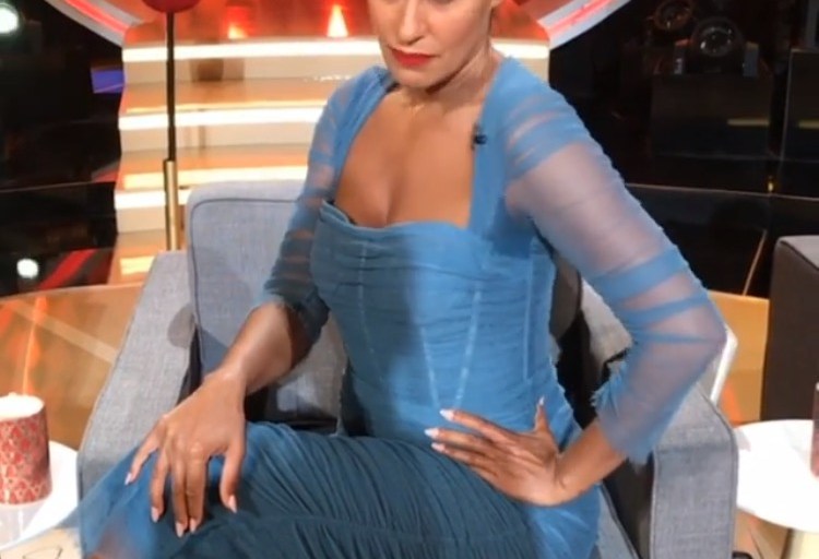 Hot! Or Hmm…: Tracee Ellis Ross’s Instagram Dolce & Gabbana Blue Ruched Stretch Cotton Tulle Midi Dress