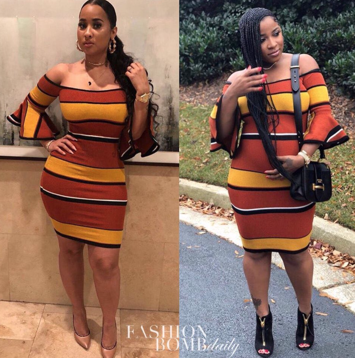 Who Wore it Better? Tammy Rivera vs. Toya Wright in Fashion Nova's Striped  Off the Shoulder Dress - Fashion Bomb Daily