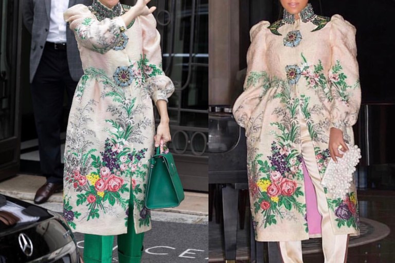 Who Wore it Better? Marjorie Harvey vs. Celine Dion in Gucci’s Spring 2017 Floral Embroidered Coat