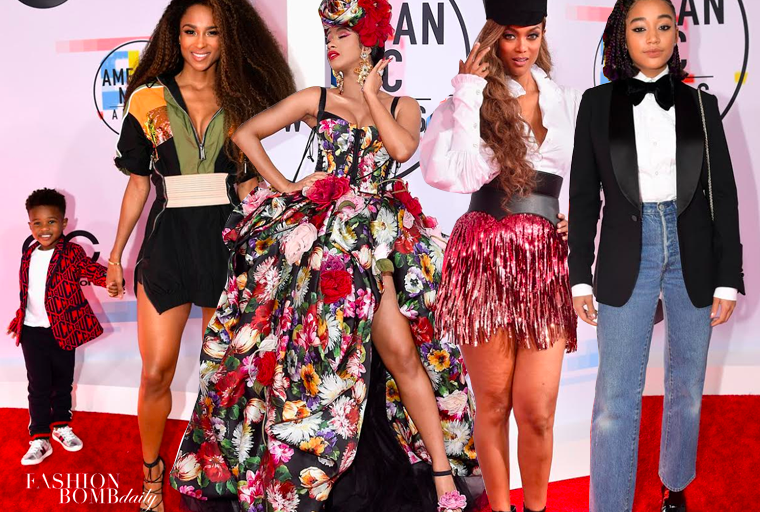 The Top Five Looks from the 2018 American Music Awards: Cardi B in Dolce & Gabbana, Tracee Ellis Ross in Dapper Dan, LaVie by K, Off White, Ciara in Dsquared2, and more!