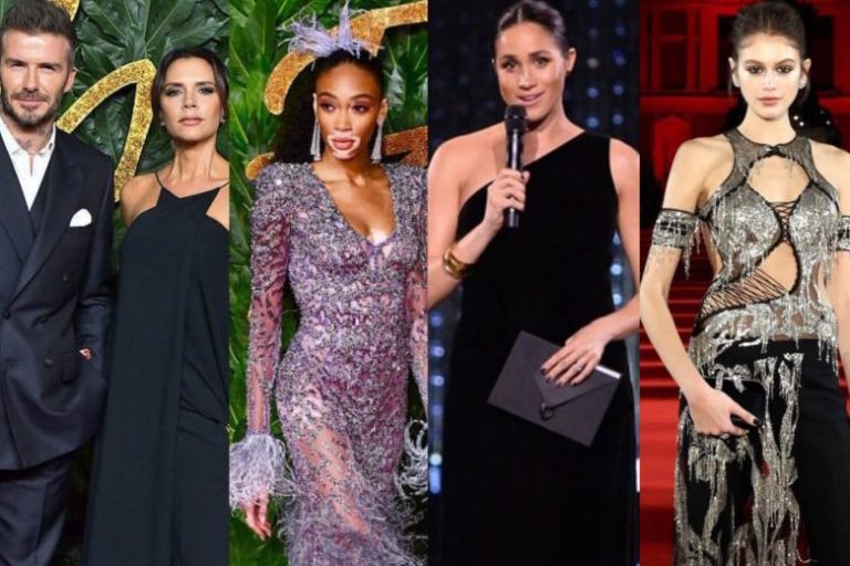 On the Scene: 2018 British Fashion Awards Featuring Winnie Harlow in Atelier Versace, Kaia Gerber in Alexander McQueen Plus a Surprise Appearance from Meghan Markle in Givenchy and More!