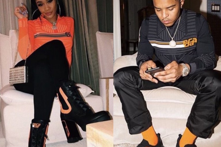 Saweetie + Justin Combs Look Bomb in Orange and Black Prada Pieces : Shop Our Favorite Looks from Prada