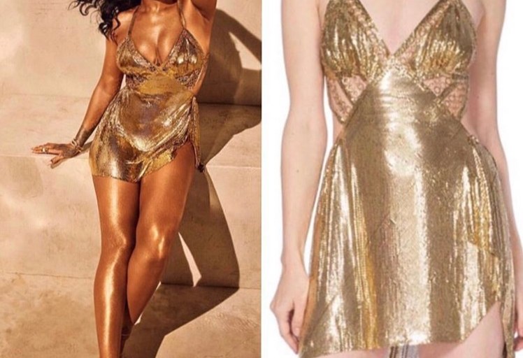 Rihanna Announces a New Drop of Fenty Beauty ‘Body Lava’ in a Gold Mesh Dress by Morphew!