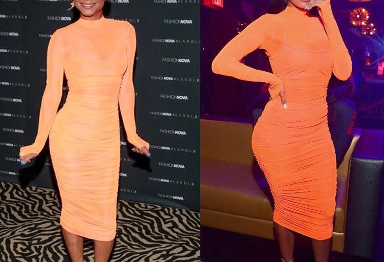 Who Wore it Better? Christina Milian vs Erica Mena in Fashion Nova’s Orange Mesh Long Sleeve Dress