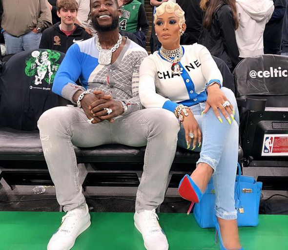 Keyshia Kaoir and Gucci Mane Sit Courtside in $2,900 Thom Browne Cardigan and $2,600 Chanel Logo Cardigan
