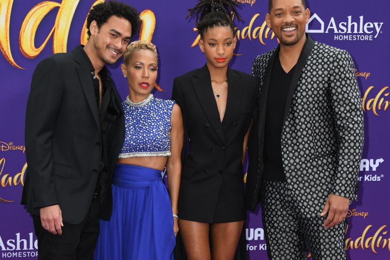On The Scene: The Los Angeles Premiere of Aladdin Featuring Willow Smith in Balmain, Will Smith, and Jada Pinkett Smith