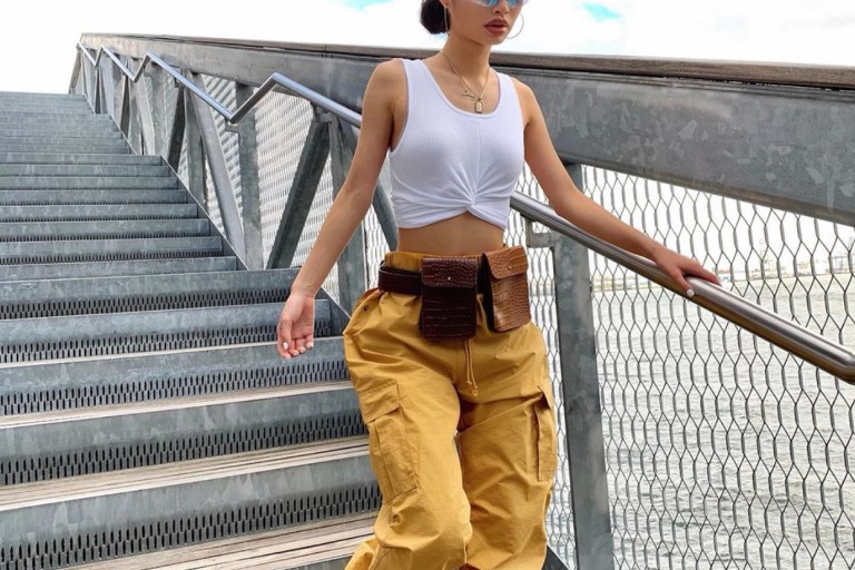 Jenny Lin Keeps Her Street Style Popping With Fashion Nova Cargo Pants